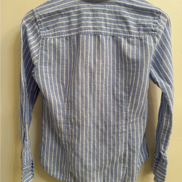J. Crew Blue and White Linen Shirt - Picture 6 of 7